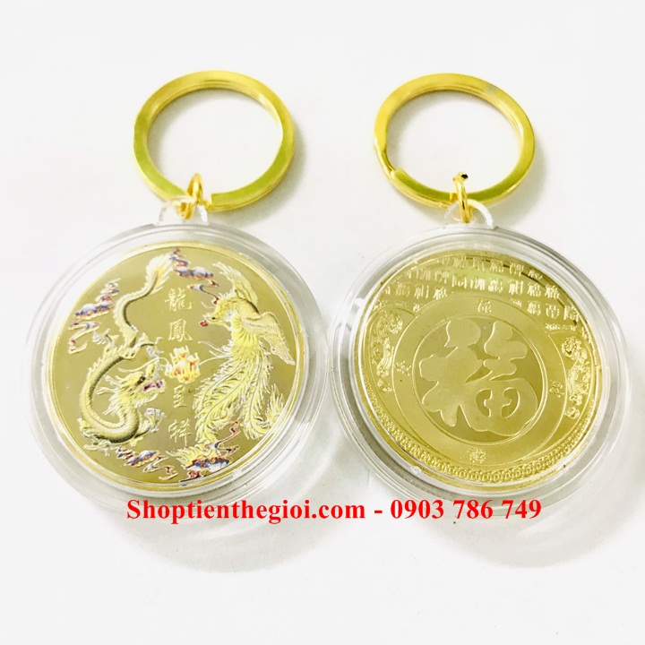 Móc Khóa Xu Long Phụng In Màu - SP005160